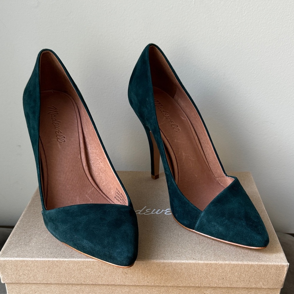 Madewell Dark Teal Suede Heels